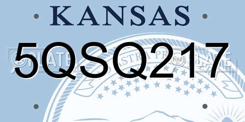 5QSQ217 Kansas License Plate