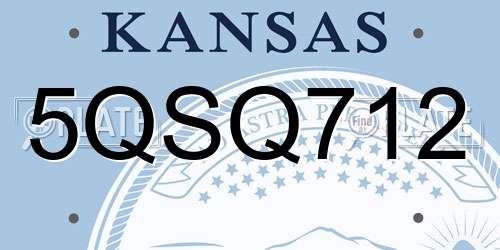 5QSQ712 Kansas License Plate