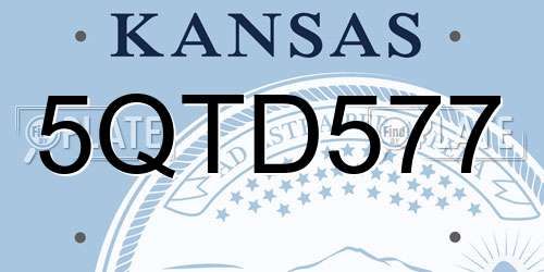 5QTD577 Kansas License Plate