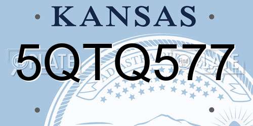 5QTQ577 Kansas License Plate
