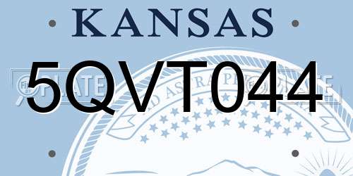 5QVT044 Kansas License Plate