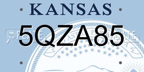 5QZA85 Kansas License Plate