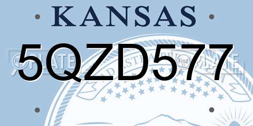 5QZD577 Kansas License Plate