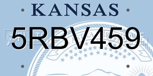 5RBV459 Kansas License Plate