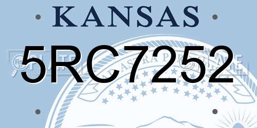 5RC7252 Kansas License Plate
