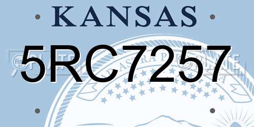 5RC7257 Kansas License Plate