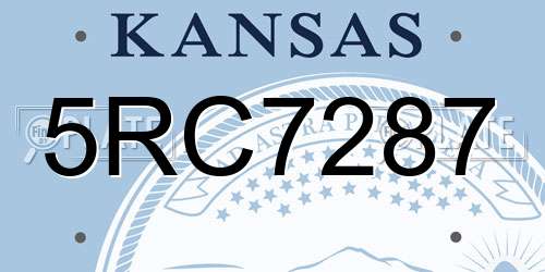 5RC7287 Kansas License Plate