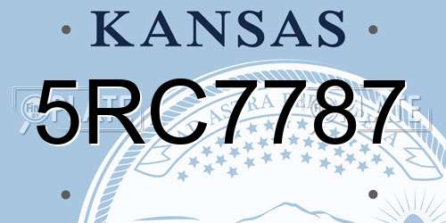 5RC7787 Kansas License Plate