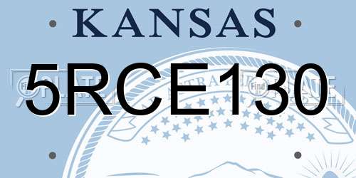 5RCE130 Kansas License Plate