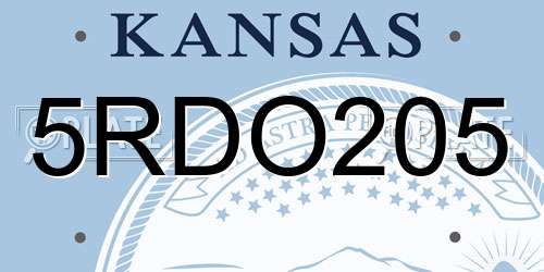 5RDO205 Kansas License Plate