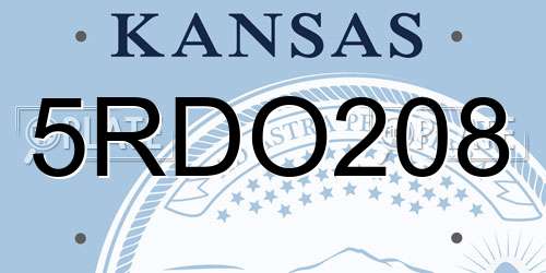 5RDO208 Kansas License Plate