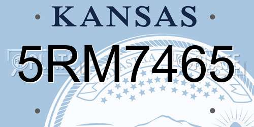 5RM7465 Kansas License Plate