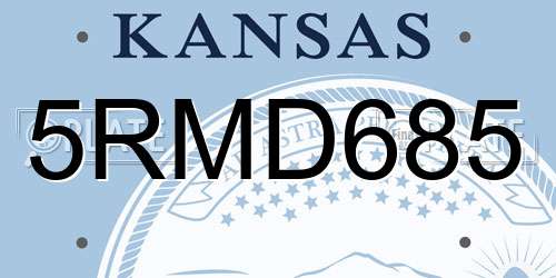 5RMD685 Kansas License Plate