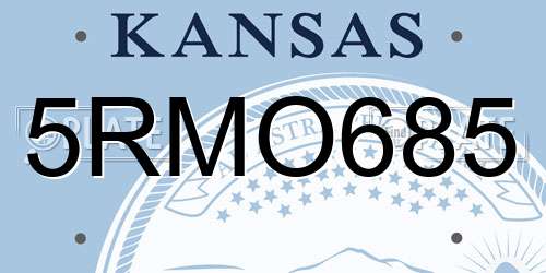 5RMO685 Kansas License Plate