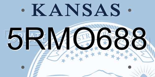 5RMO688 Kansas License Plate