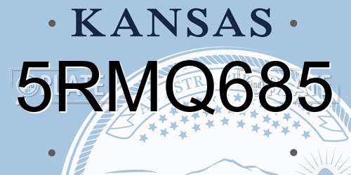 5RMQ685 Kansas License Plate