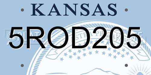 5ROD205 Kansas License Plate