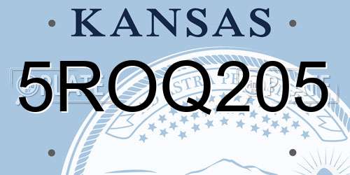 5ROQ205 Kansas License Plate