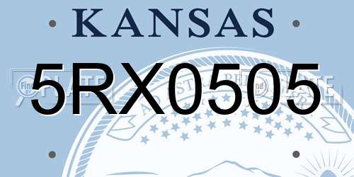 5RX0505 Kansas License Plate