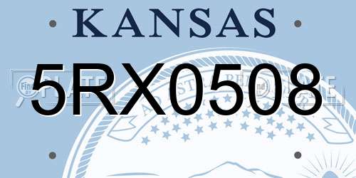 5RX0508 Kansas License Plate