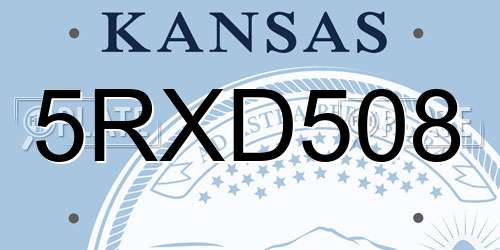 5RXD508 Kansas License Plate
