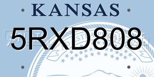 5RXD808 Kansas License Plate