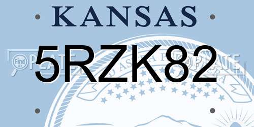 5RZK82 Kansas License Plate