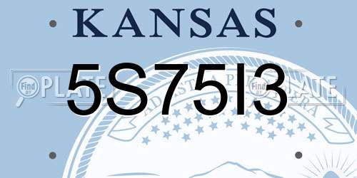 5S75I3 Kansas License Plate