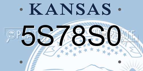 5S78S0 Kansas License Plate