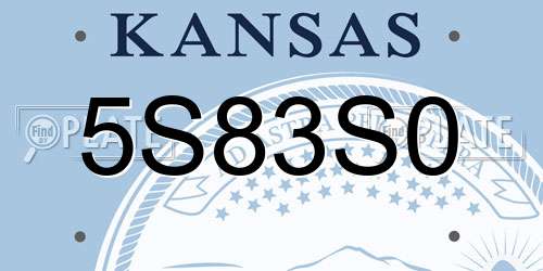 5S83S0 Kansas License Plate