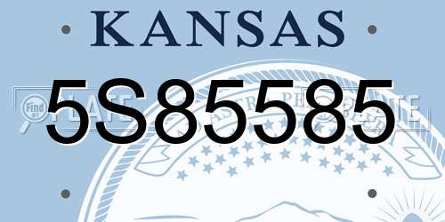 5S85585 Kansas License Plate