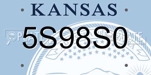 5S98S0 Kansas License Plate