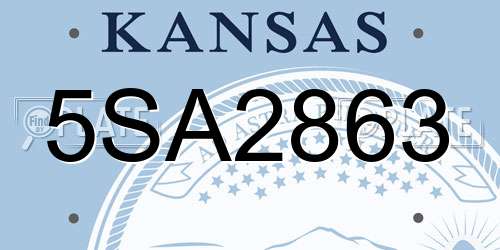 5SA2863 Kansas License Plate