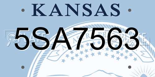 5SA7563 Kansas License Plate