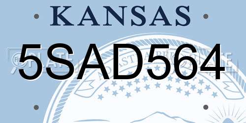 5SAD564 Kansas License Plate