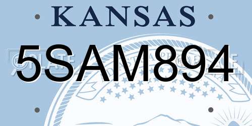 5SAM894 Kansas License Plate