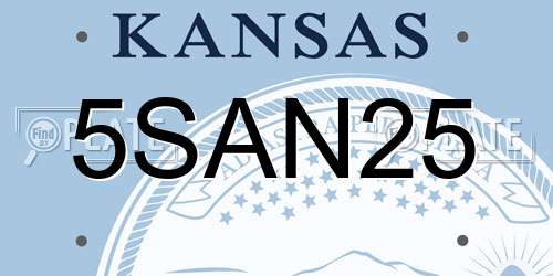 5SAN25 Kansas License Plate