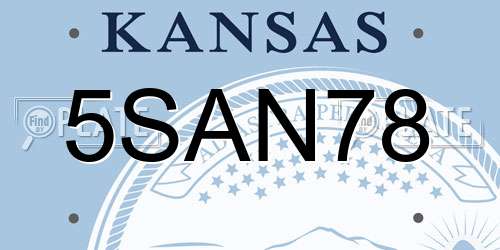 5SAN78 Kansas License Plate