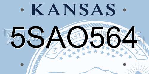 5SAO564 Kansas License Plate