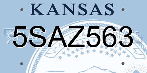 5SAZ563 Kansas License Plate