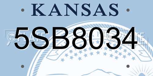 5SB8034 Kansas License Plate