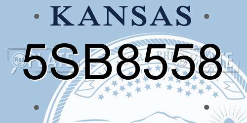 5SB8558 Kansas License Plate