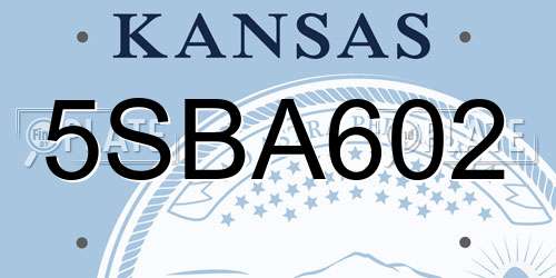 5SBA602 Kansas License Plate