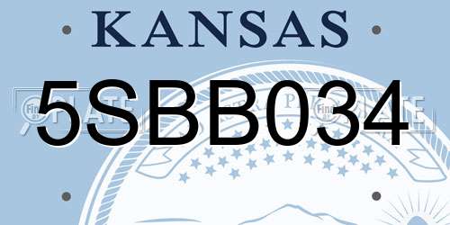 5SBB034 Kansas License Plate