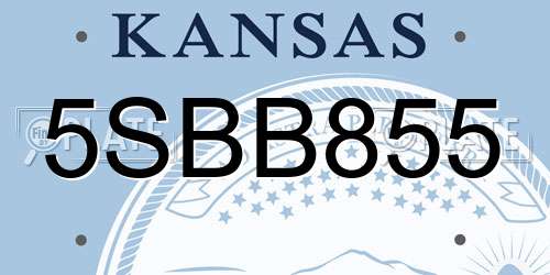 5SBB855 Kansas License Plate