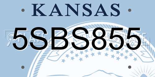 5SBS855 Kansas License Plate