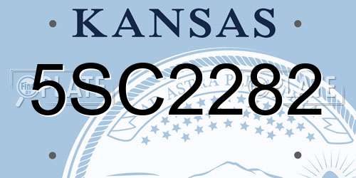 5SC2282 Kansas License Plate