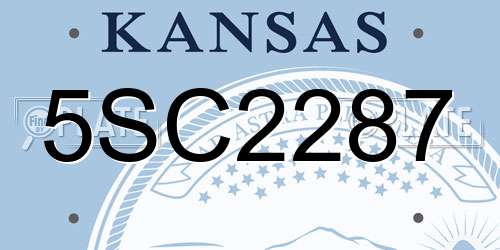 5SC2287 Kansas License Plate