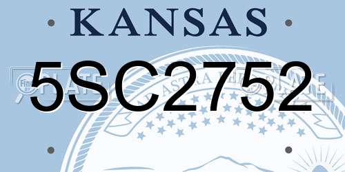 5SC2752 Kansas License Plate
