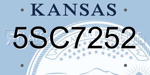 5SC7252 Kansas License Plate